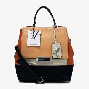 DVF 440 Top Handle Colorblock Satchel Bag